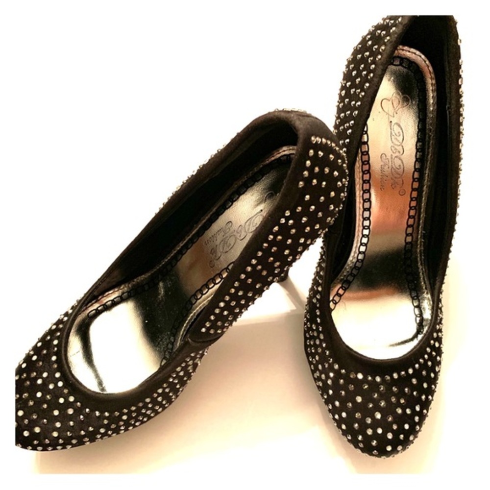 DbDK Fashion Shoes Size 9 Black with Rhinestones